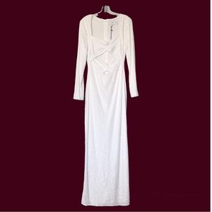One33 Social White Sequined Cutout Long Sleeve Maxi Dress size 8